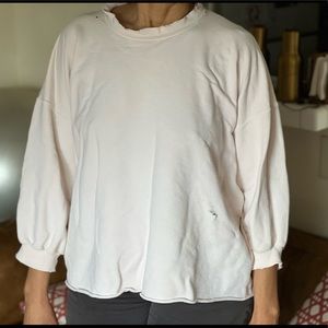 RACHEL COMEY FOND distressed sweatshirt pale pink. Size M/L